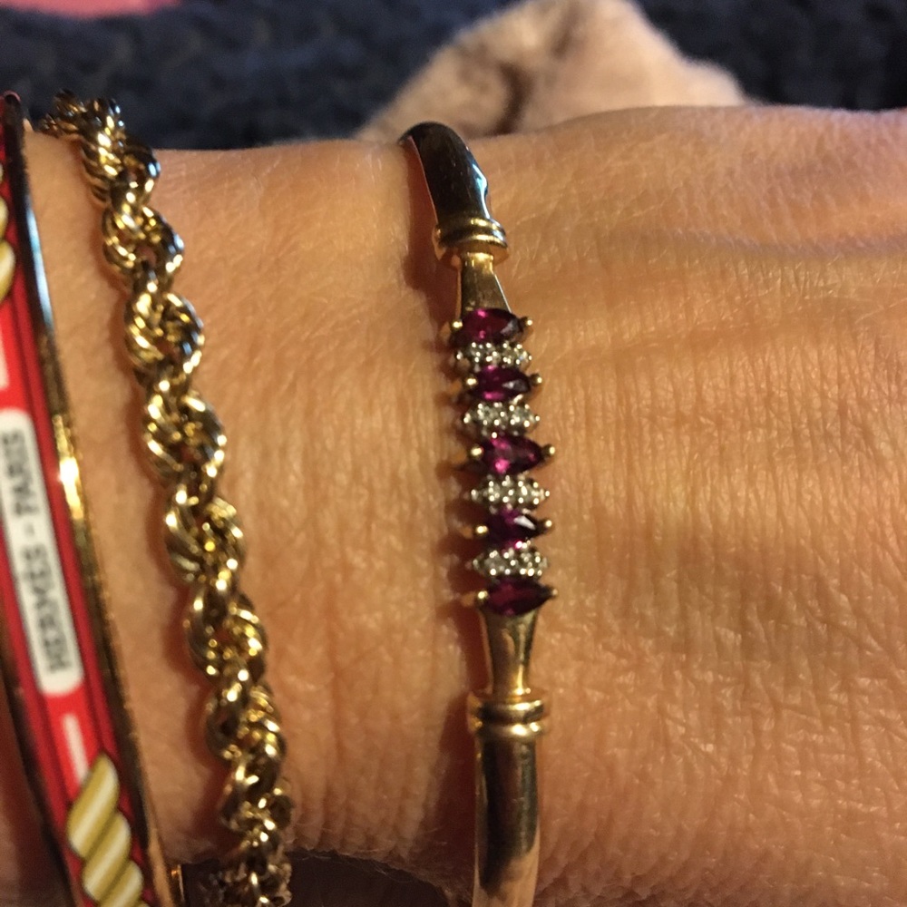 14k Rubies and Diamond Bangle Bracelet